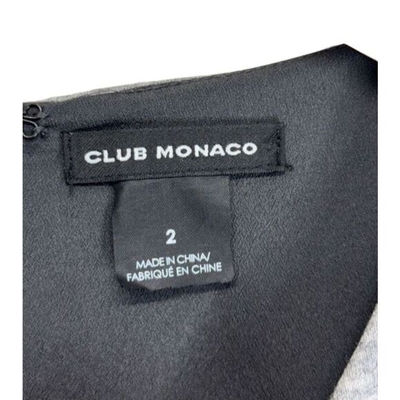 Club Monaco Mini Colorblock Dress Size 2 Gray Black Long Sleeve Cotton Blend Zip - Picture 6 of 7